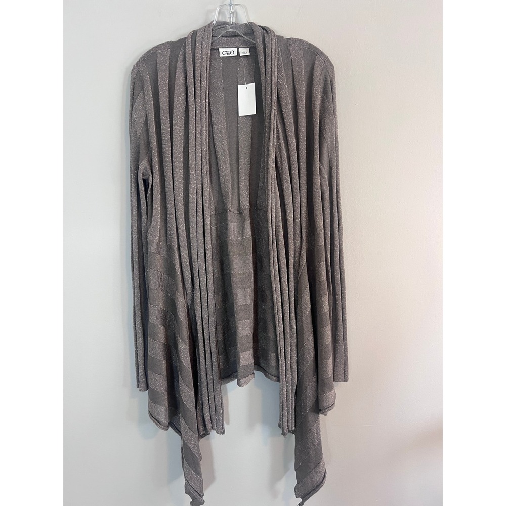 Cato Womens Metallic Silver/Bronze Waterfall Cardigan Open Front Sweater Large
